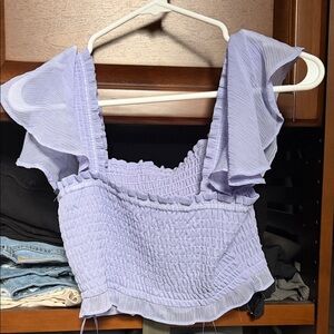 Bar III Light Purple Ruffle Sleeve Blouse